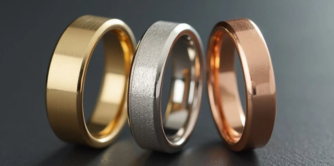 three color plain rings, gold color, silver color, rose gold color