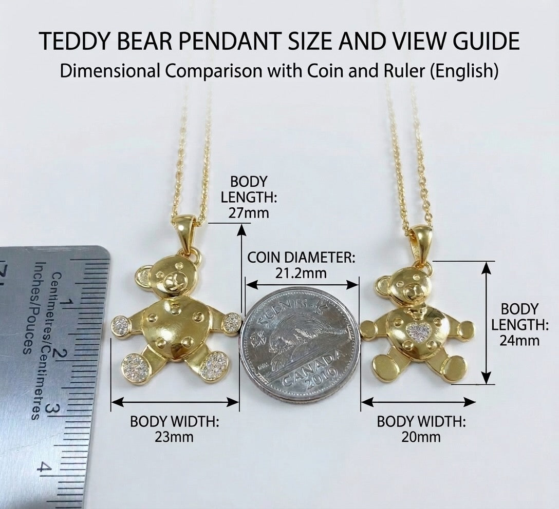 Teddy Bear Necklace - Solid Gold