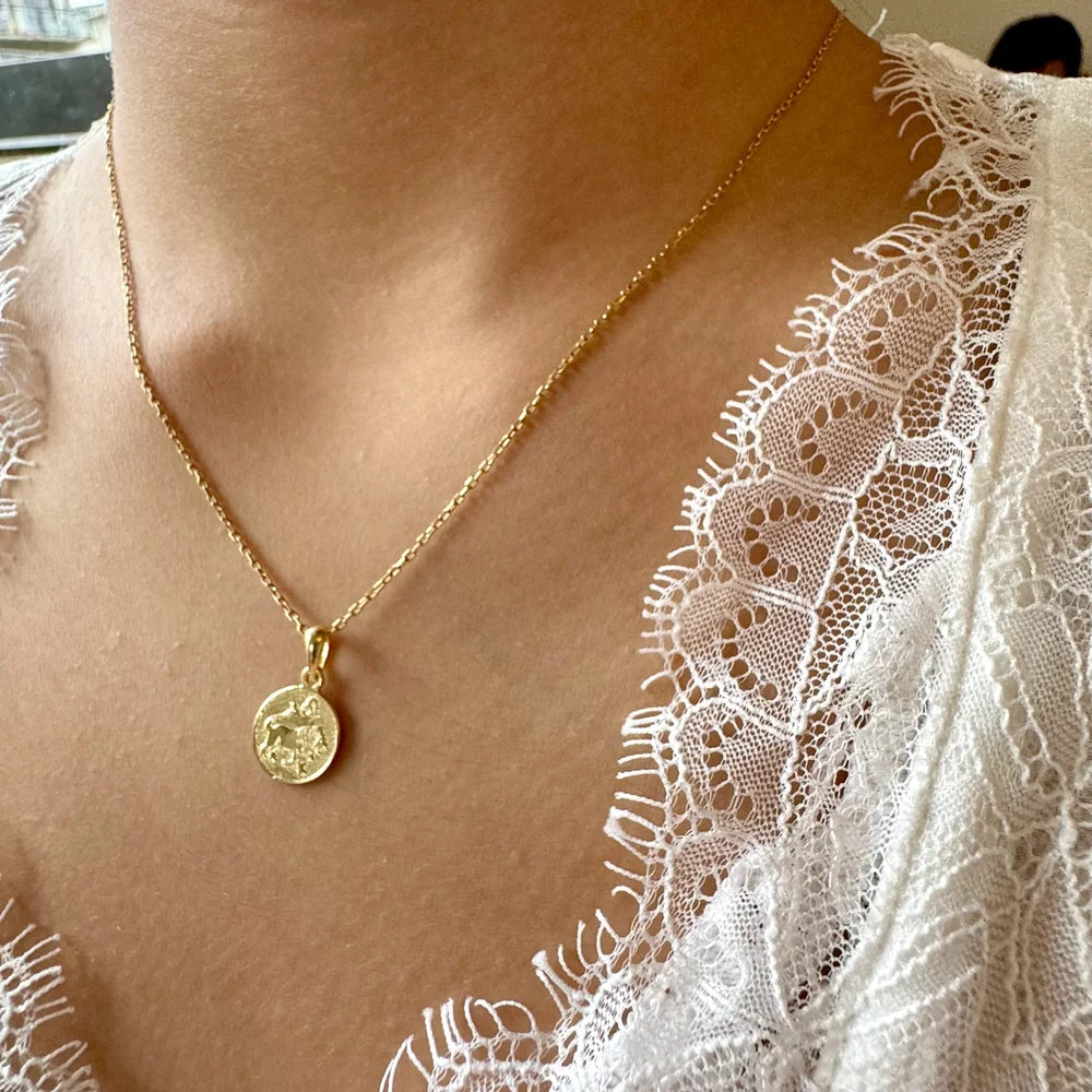 Delicate gold pendant necklace featuring a charming design, perfect for women seeking minimalist elegance.