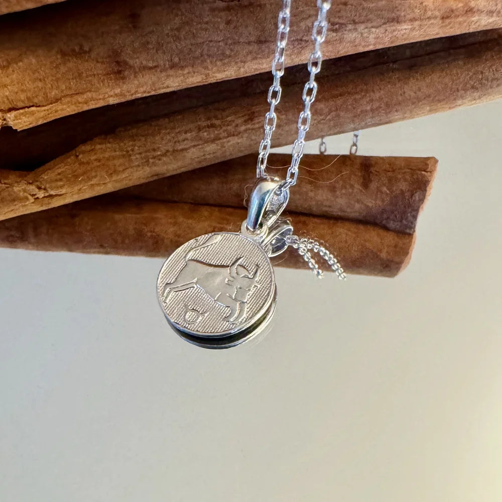 Sterling silver zodiac bull pendant necklace, perfect for women seeking unique, personalized bohemian style jewelry.