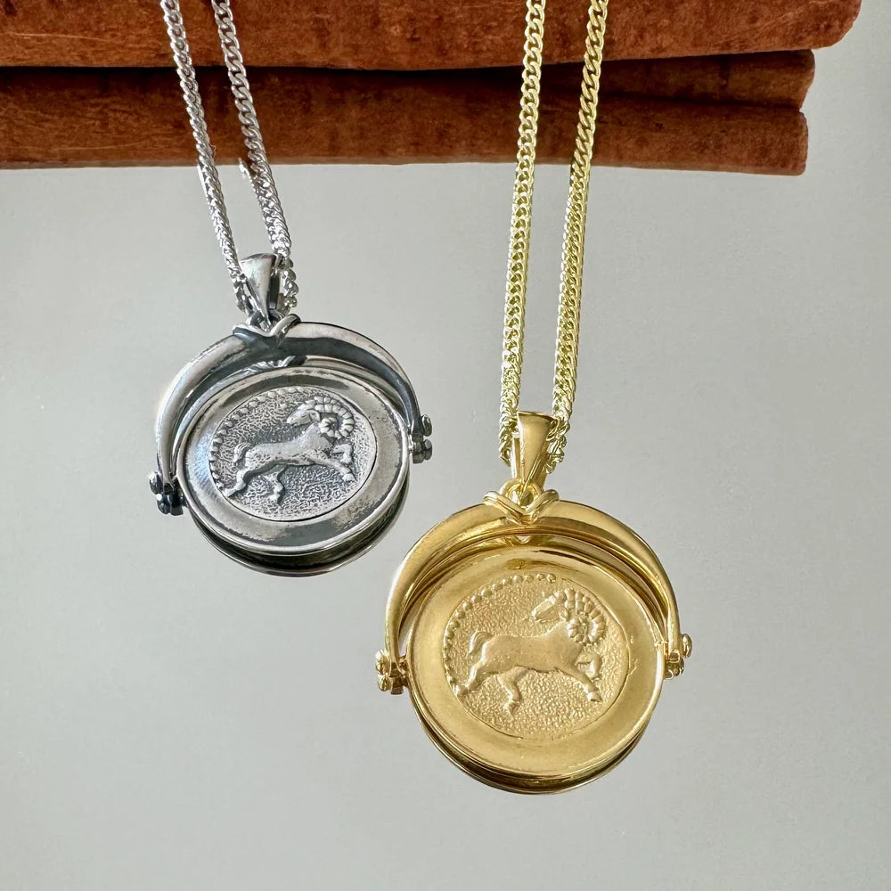 Vintage-style silver and gold zodiac animal pendants for women, perfect for astrology lovers and unique gift occasions.