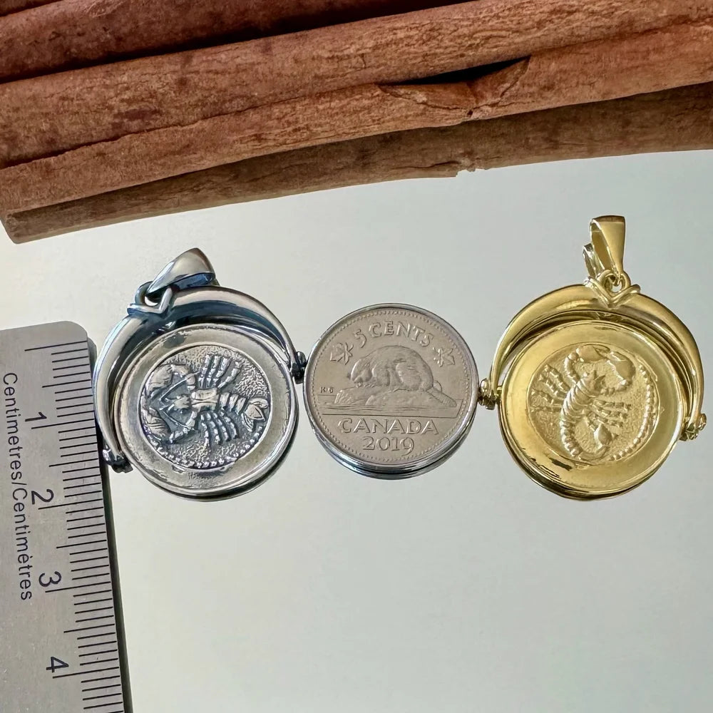 Vintage-inspired gold and silver coin locket pendant, perfect for men or women, ideal for casual and special occasions.