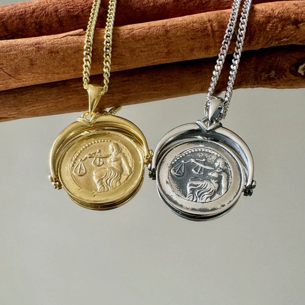 Golden and silver zodiac Libra pendant necklaces, ideal for women seeking minimalist and unique astrology jewelry.