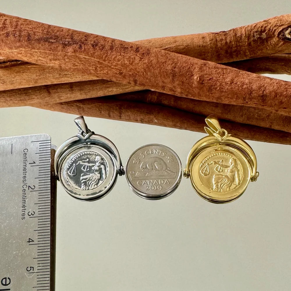 Exquisite vintage coin pendants in silver and gold, perfect for women’s classic jewelry collection.