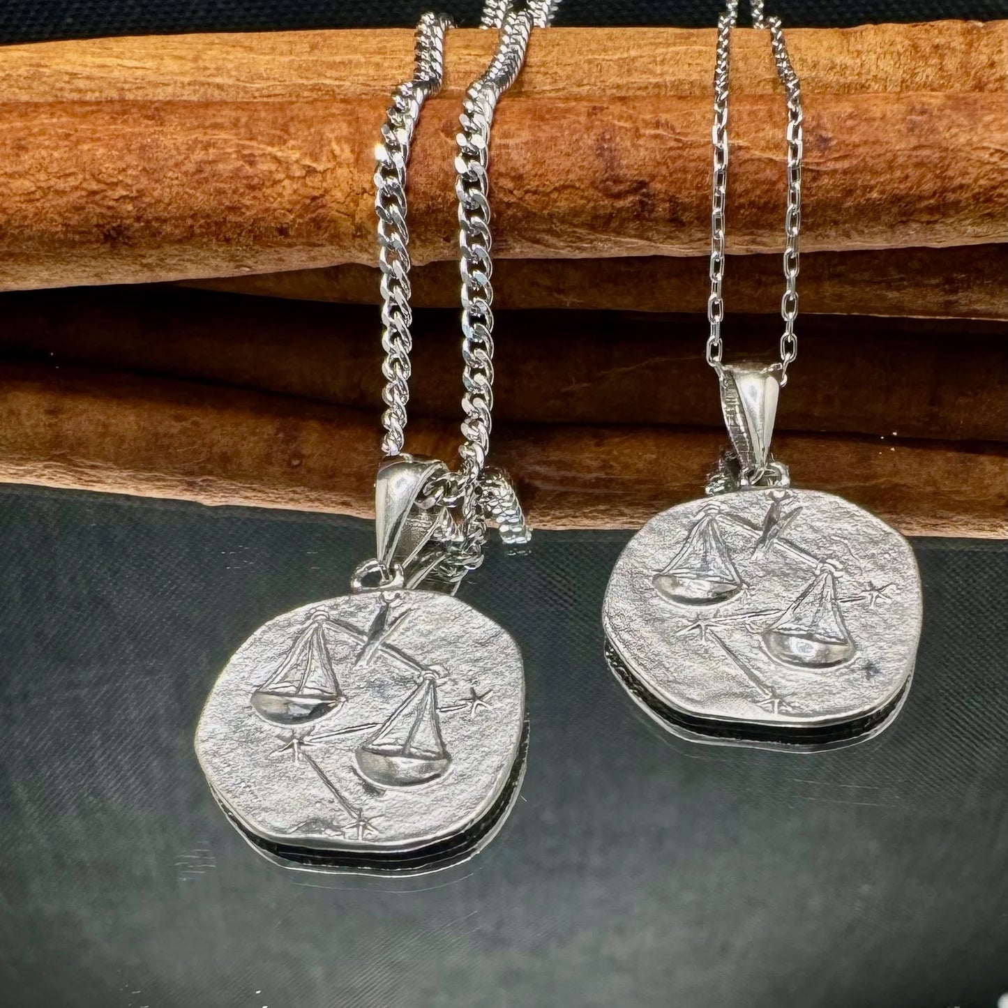 Silver Libra zodiac pendant necklace for women, featuring a minimalist design perfect for everyday wear.