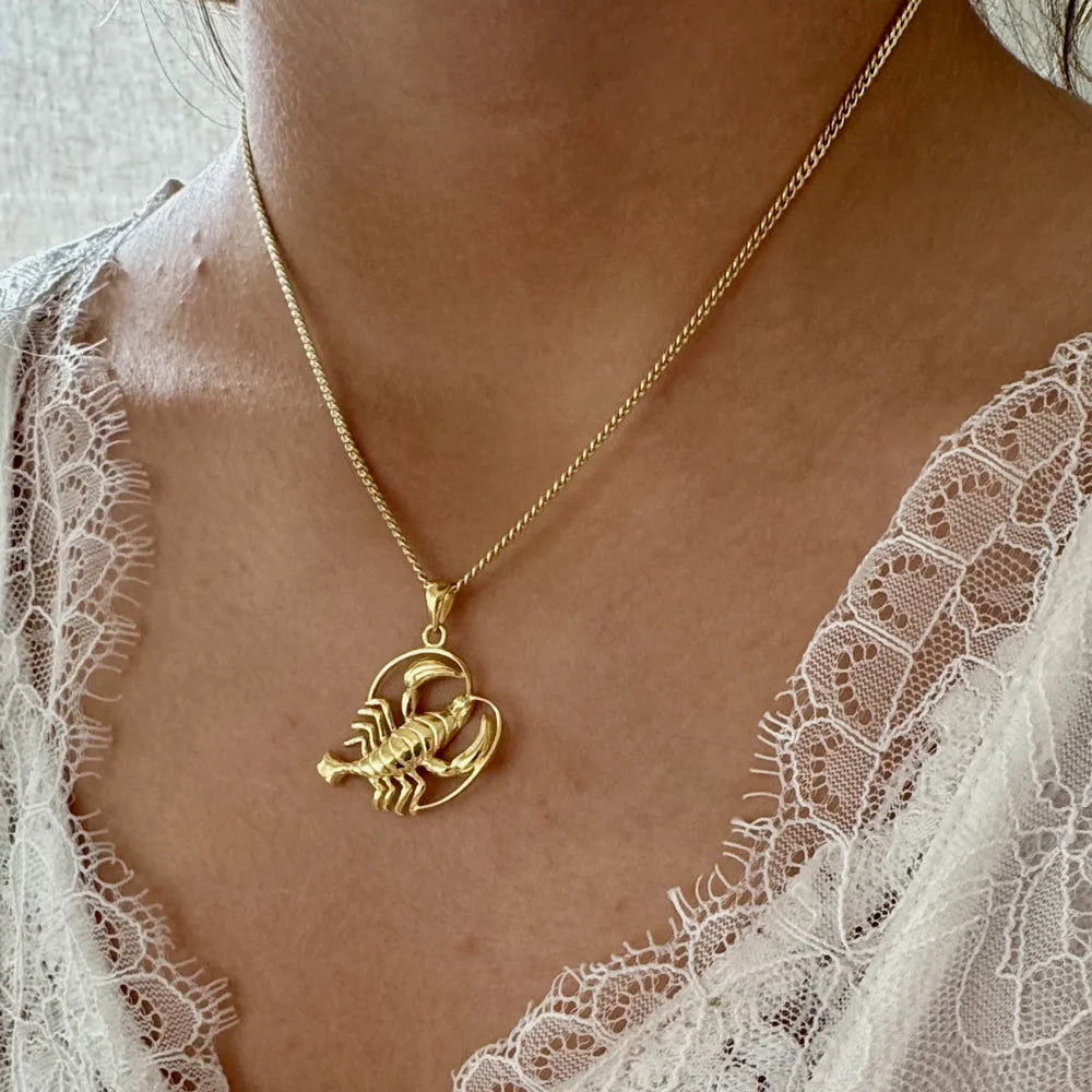 Elegant gold Scorpio necklace for women, featuring a detailed pendant perfect for astrology lovers and special occasions.