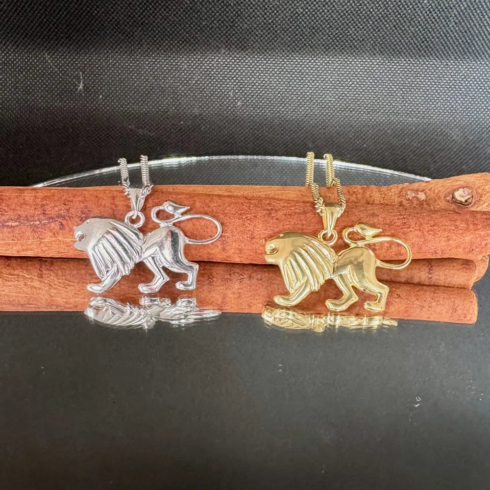 Silver and gold lion pendants, perfect for both men and women, showcasing a unique, bold charm for any occasion.