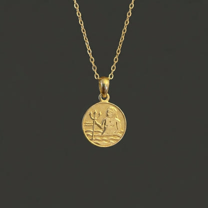 Ancient Zodiac Aquarius Necklace - Solid Gold Zodiac Charm