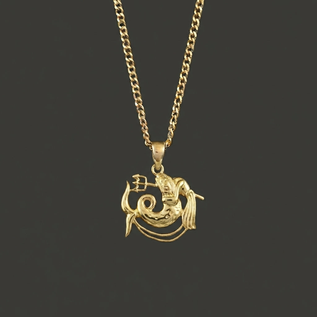 Zodiac Silhouette Aquarius Necklace - Solid Gold Zodiac Pendant