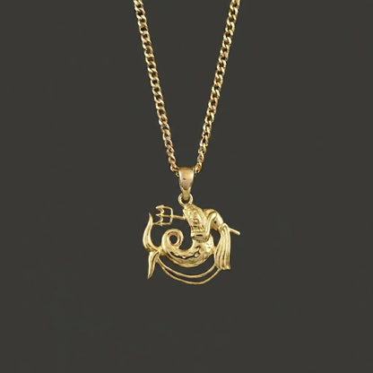 Zodiac Silhouette Aquarius Necklace - Solid Gold Zodiac Pendant