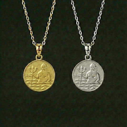 Ancient Zodiac Aquarius Necklace - Silver Zodiac Charm