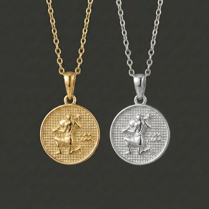Zodiac Cosmos Aquarius Necklace - Silver Zodiac Pendant