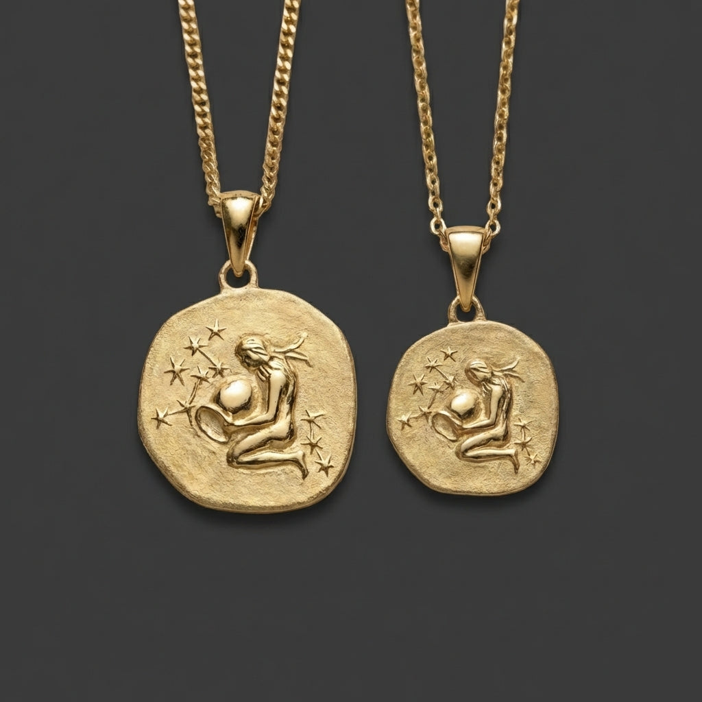Stellar Signs Aquarius Necklace - Solid Gold Zodiac Pendant