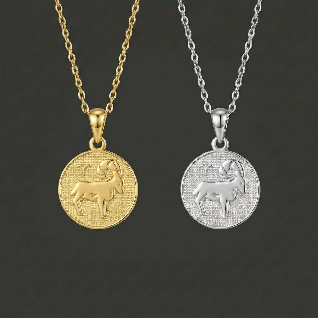 Ancient Zodiac Aries Necklace - Silver Zodiac Charm