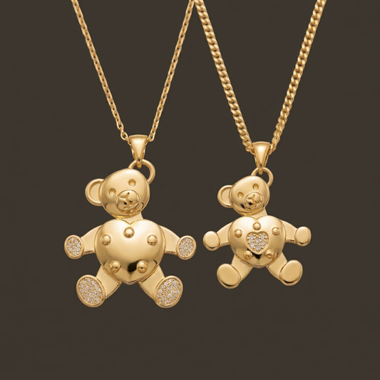 Teddy Bear Necklace - Solid Gold