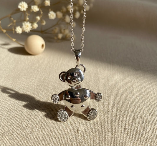 Teddy Bear Necklace - Gold-Plated or Silver
