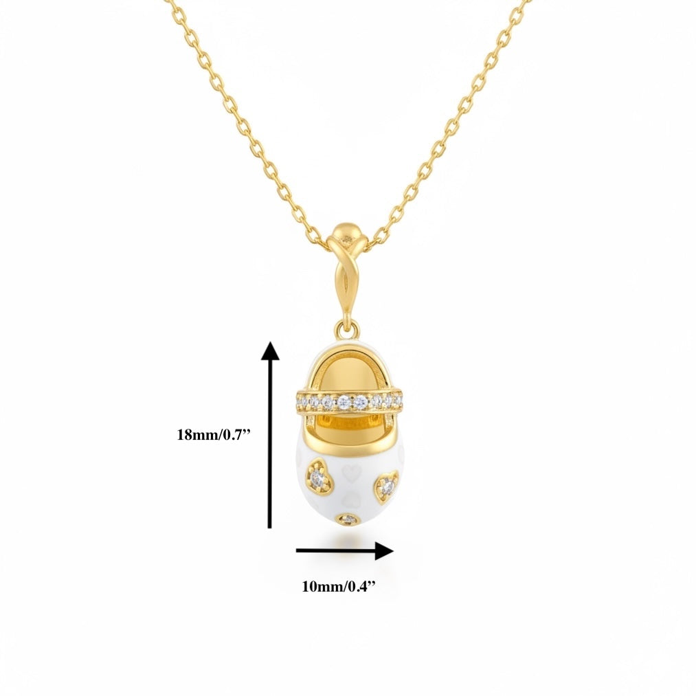 Chic Charm: Golden Glimmer Baby Shoe Pendant - Silver