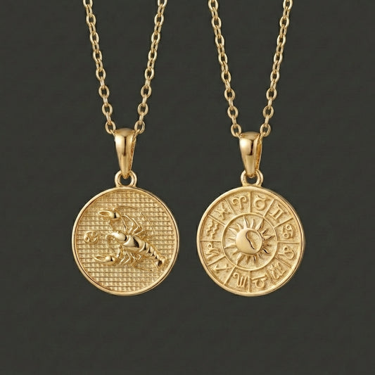 Zodiac Cosmos Cancer Necklace - Solid Gold Zodiac Pendant