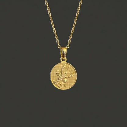 Ancient Zodiac Cancer Necklace - Solid Gold Zodiac Charm