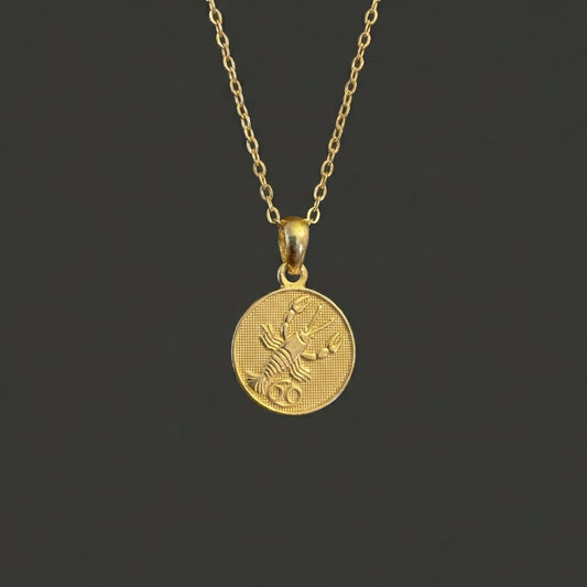Ancient Zodiac Cancer Necklace - Solid Gold Zodiac Charm