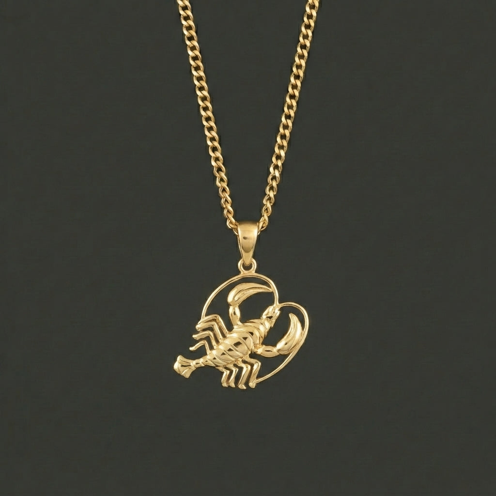 Zodiac Silhouette Cancer Necklace - Solid Gold Zodiac Pendant