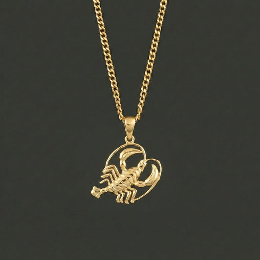 Zodiac Silhouette Cancer Necklace - Solid Gold Zodiac Pendant