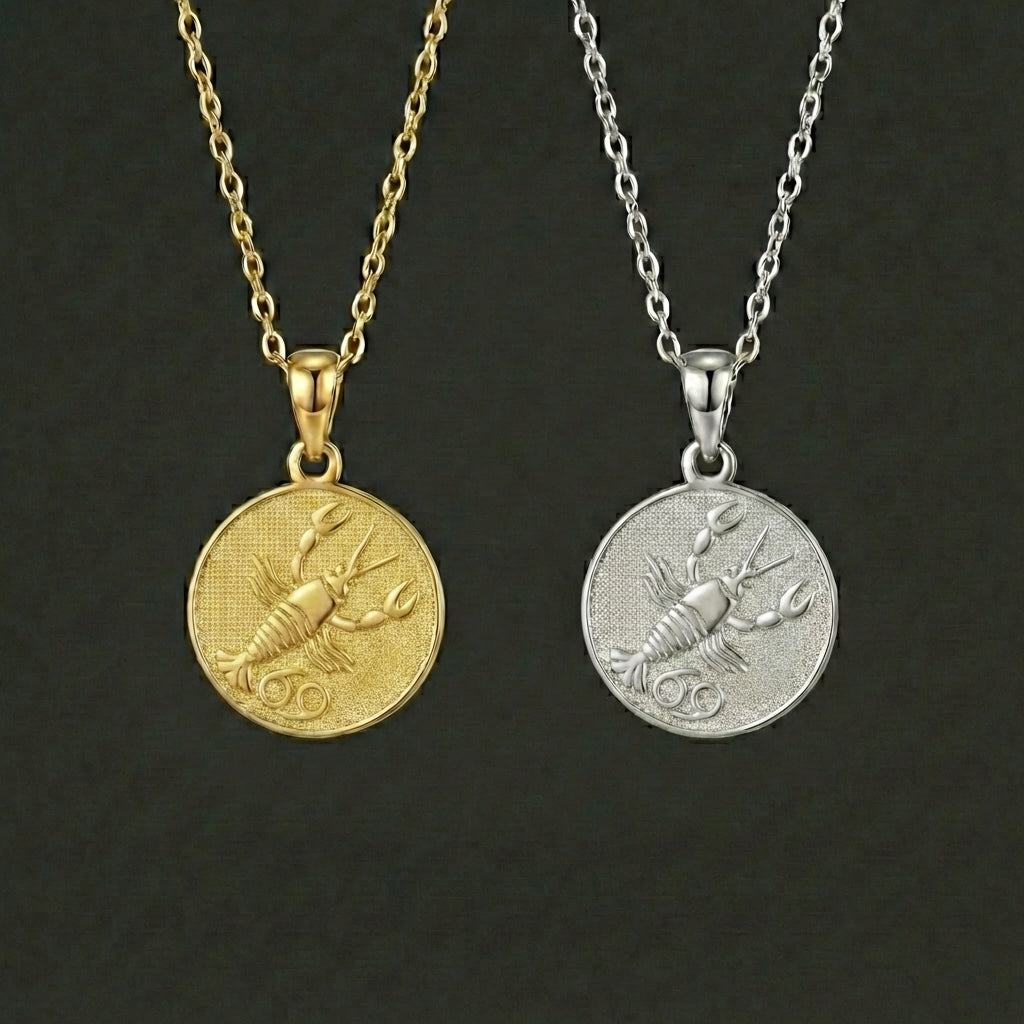Ancient Zodiac Cancer Necklace - Silver Zodiac Charm