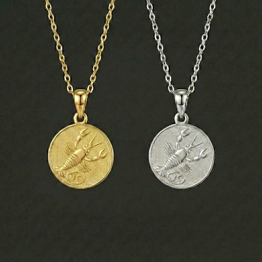 Ancient Zodiac Cancer Necklace - Silver Zodiac Charm