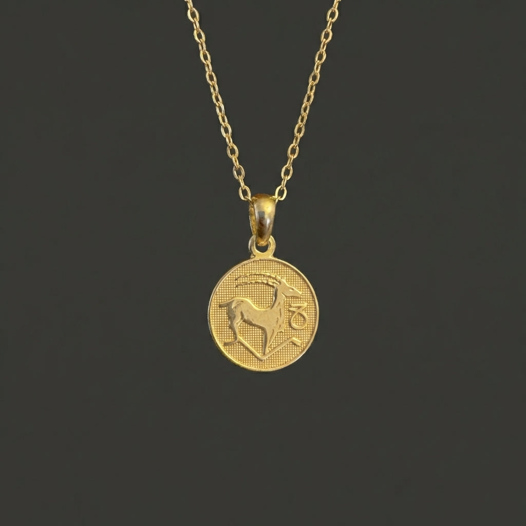 Ancient Zodiac Capricorn Necklace - Solid Gold Zodiac Charm
