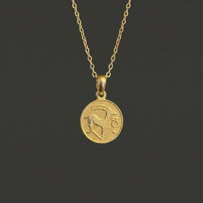 Ancient Zodiac Capricorn Necklace - Solid Gold Zodiac Charm