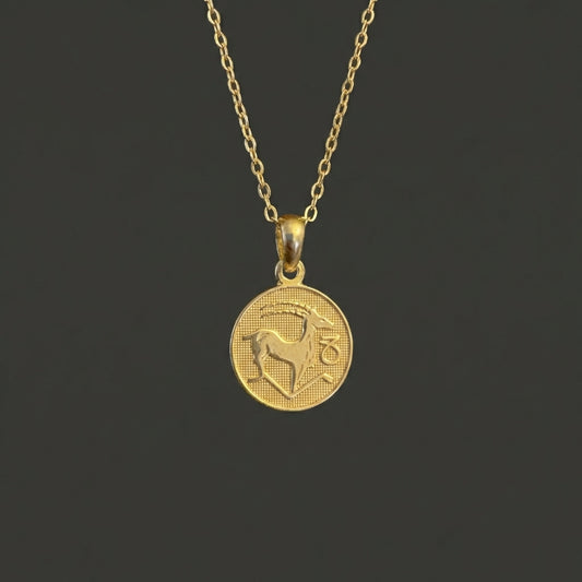 Ancient Zodiac Capricorn Necklace - Solid Gold Zodiac Charm