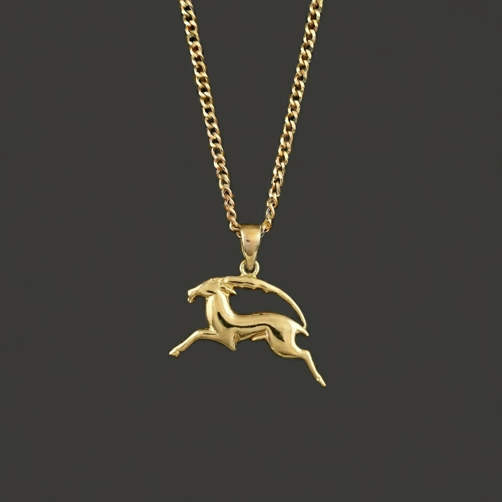 Zodiac Silhouette Capricorn Necklace - Solid Gold Zodiac Pendant