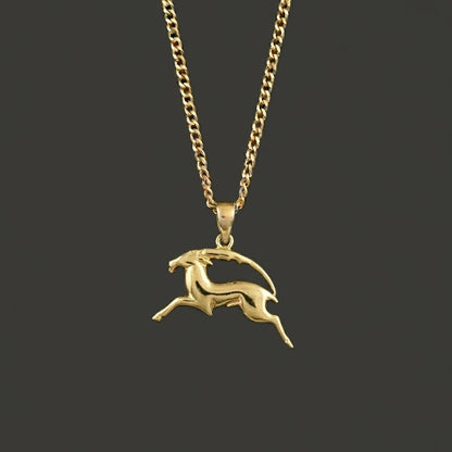 Zodiac Silhouette Capricorn Necklace - Solid Gold Zodiac Pendant