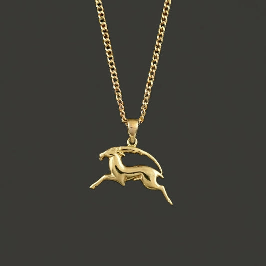 Zodiac Silhouette Capricorn Necklace - Solid Gold Zodiac Pendant