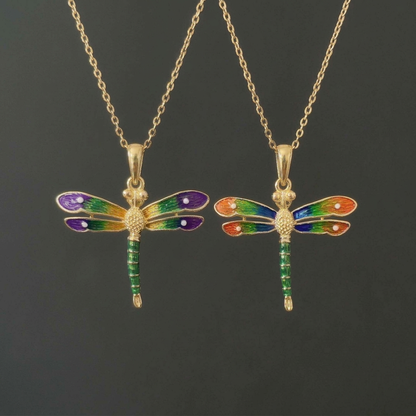 Enchanted Dragonfly Elegance Pendant - Solid Gold