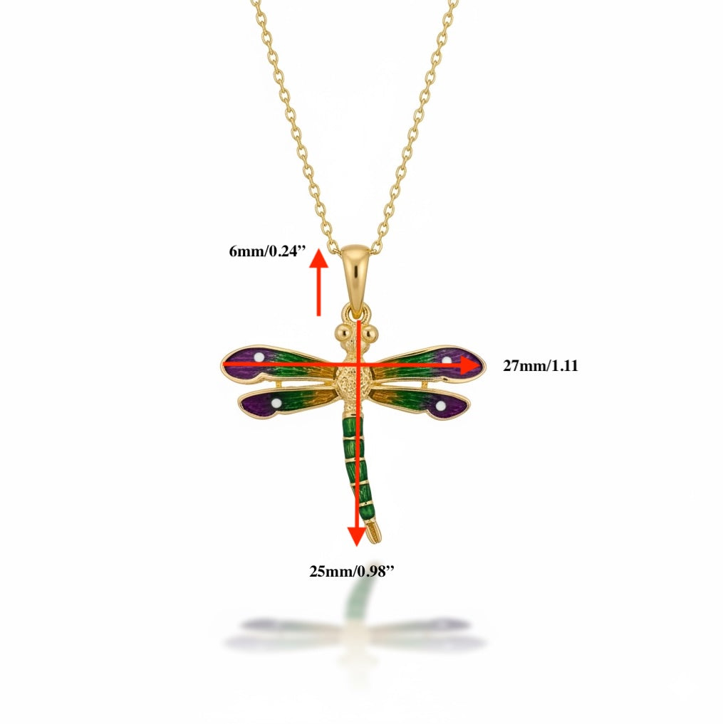 Enchanted Dragonfly Elegance Pendant - Solid Gold