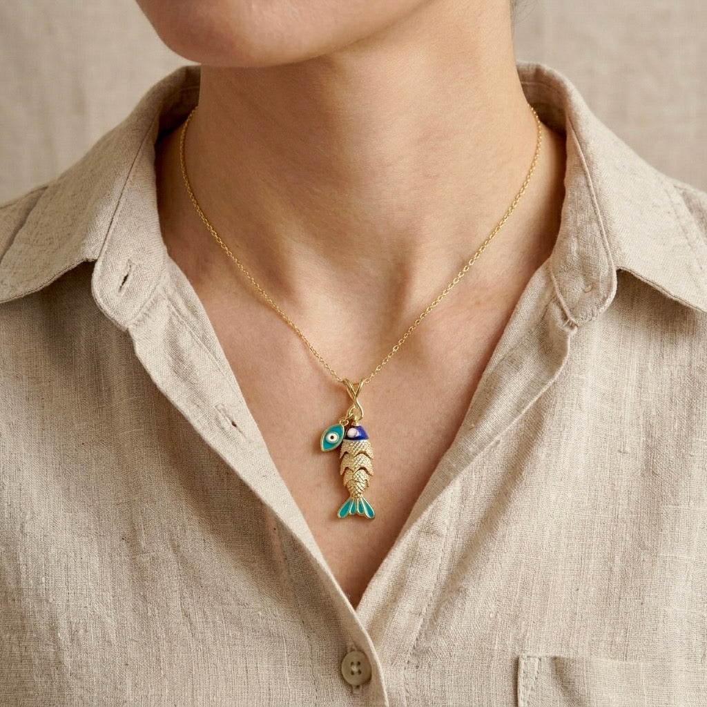 Nazar Evil Eye Necklace- Large - Gold-Plated or Silver