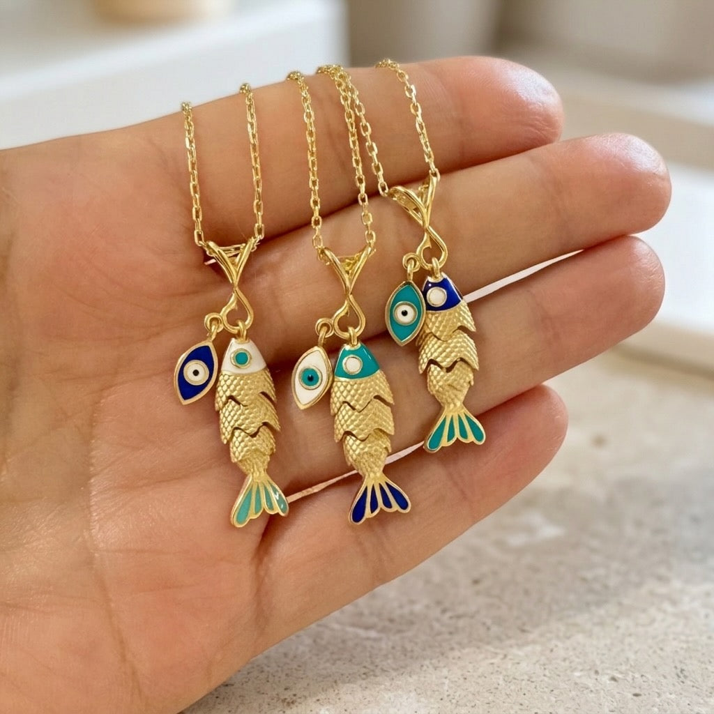 Nazar Evil Eye Necklace- Large - Gold-Plated or Silver