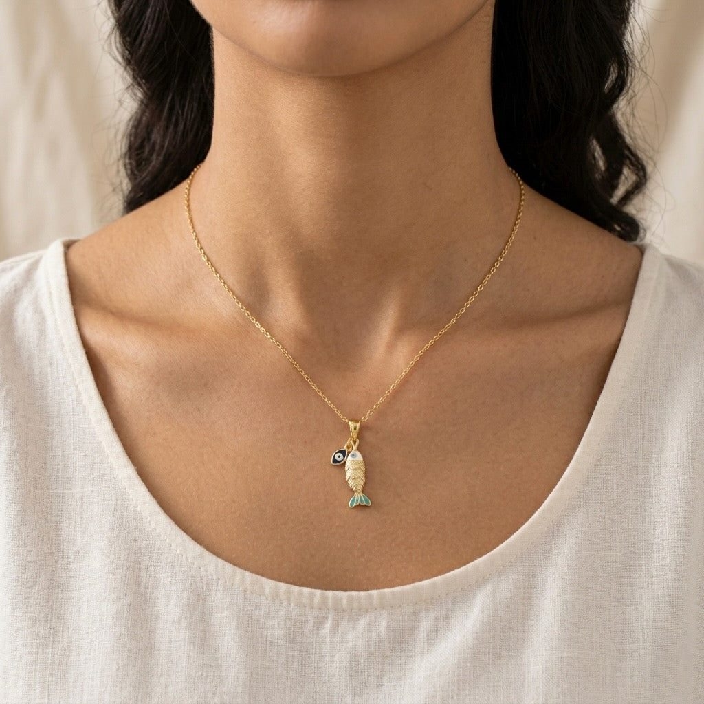 Nazar Evil Eye Necklace- Small - Gold-Plated or Silver