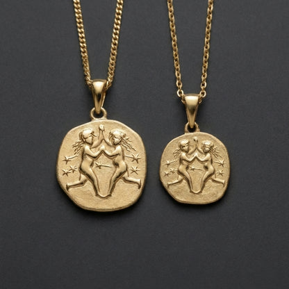 Stellar Signs Gemini Necklace - Solid Gold Zodiac Pendant