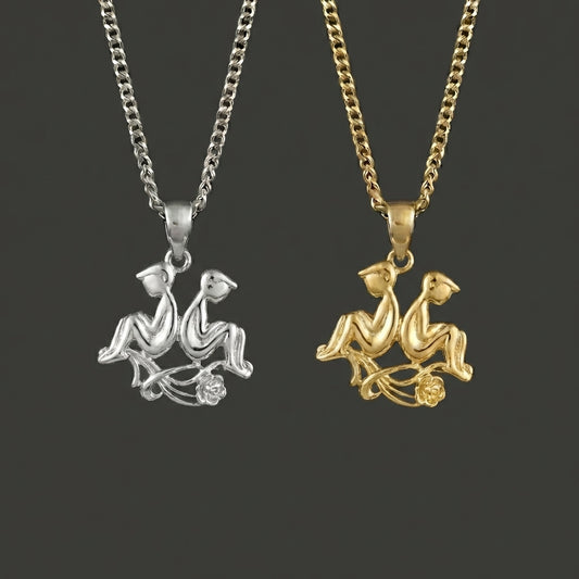 Zodiac Silhouette Gemini Necklace - Silver Zodiac Pendant