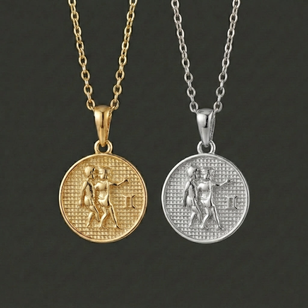 Zodiac Cosmos Gemini Necklace - Silver Zodiac Pendant