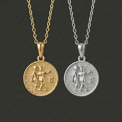 Zodiac Cosmos Gemini Necklace - Silver Zodiac Pendant