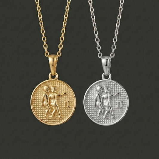 Zodiac Cosmos Gemini Necklace - Silver Zodiac Pendant