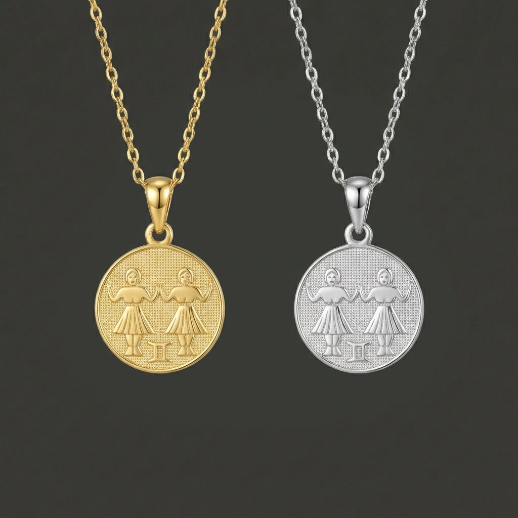 Ancient Zodiac Gemini Necklace - Silver Zodiac Charm