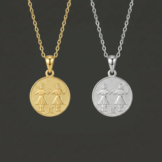 Ancient Zodiac Gemini Necklace - Silver Zodiac Charm