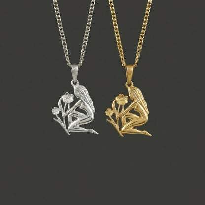 Zodiac Silhouette Virgo Necklace - Silver Zodiac Pendant