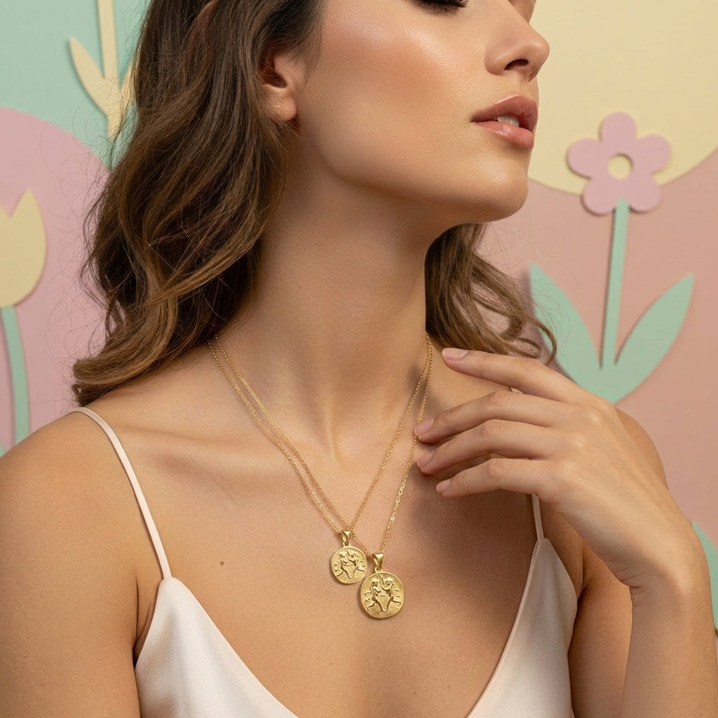 Stellar Signs Gemini Necklace - Solid Gold Zodiac Pendant