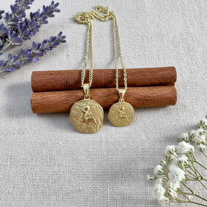 Stellar Signs Sagittarius Necklace - Solid Gold Zodiac Pendant