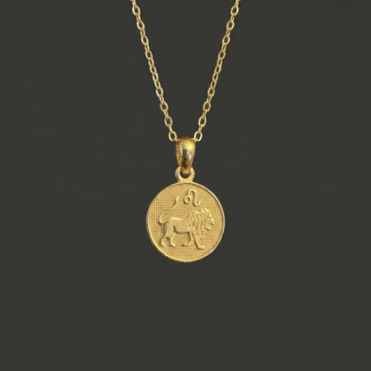 Ancient Zodiac Leo Necklace - Solid Gold Zodiac Charm